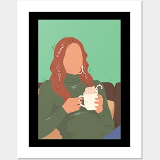 illustrator women enjoy coffee Posters and Art